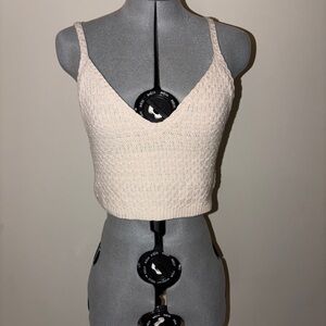 Wild Fable Cream Textured Knit Crop Top